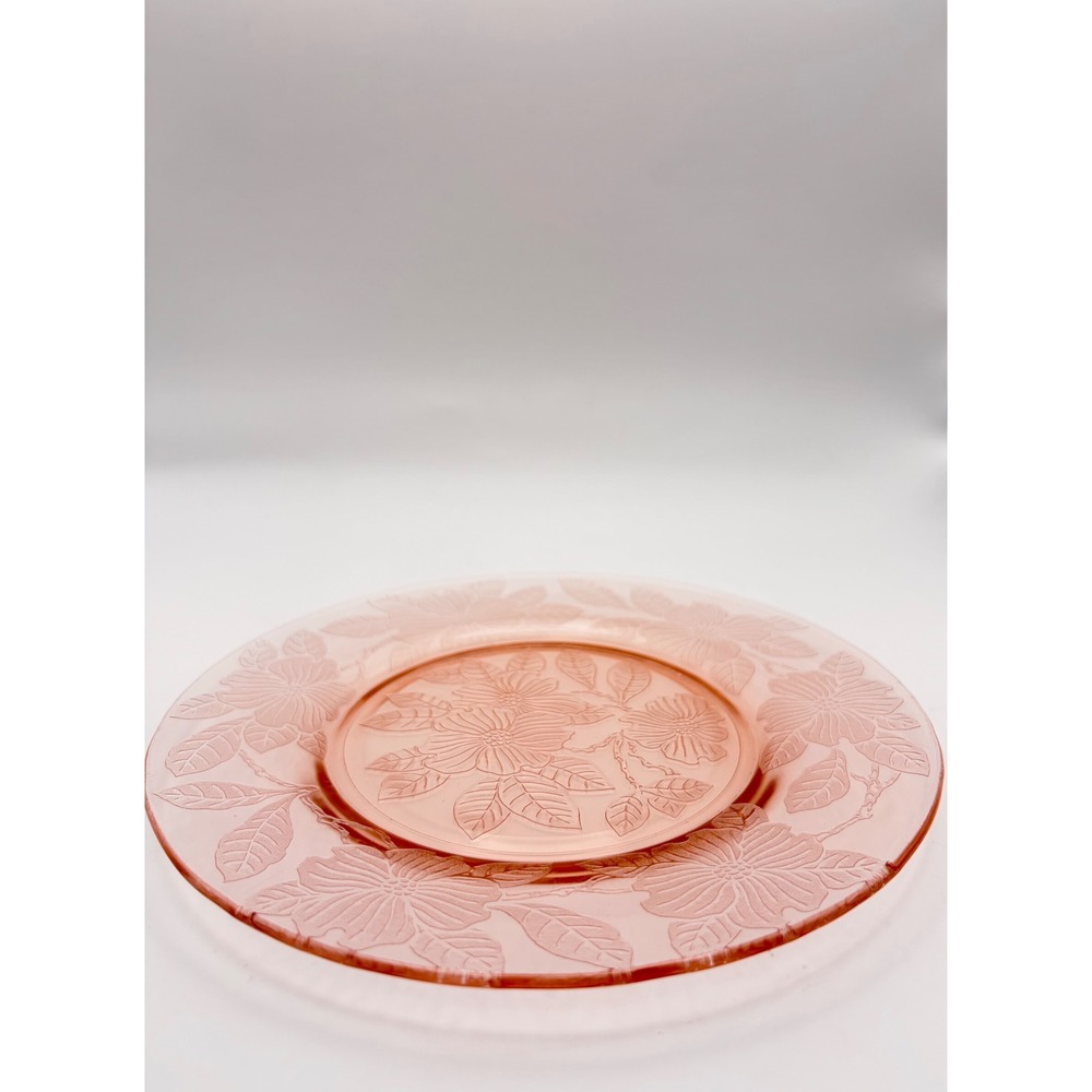 Vintage MacBeth Evans Pink Depression Glass Dogwood Luncheon Plates 8" Set of 5
